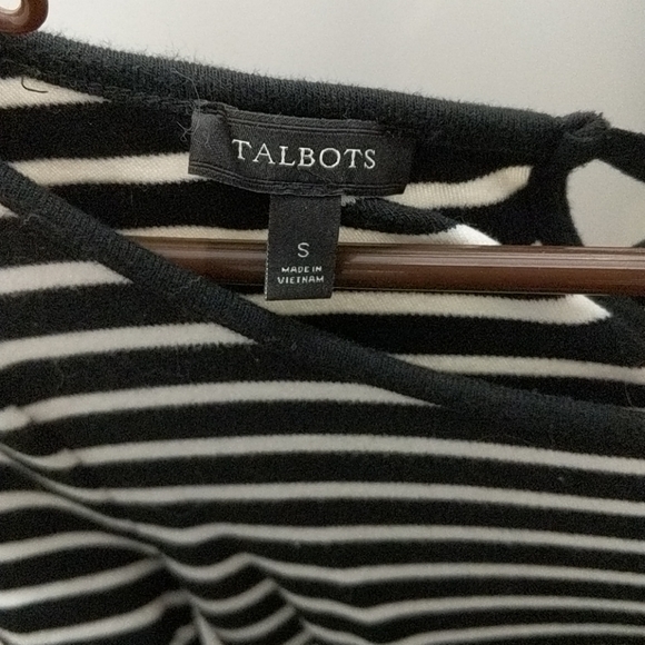 Talbots Black and white striped short sleeve dress - Picture 2 of 6
